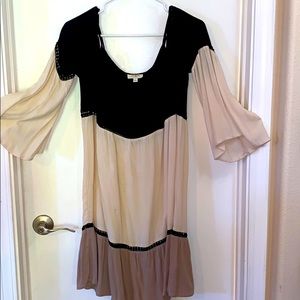 Umgee cold shoulder tricolor boho dress